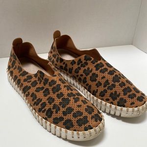 ILSE JACOBSEN Brown Leopard Print Slip Ons 39